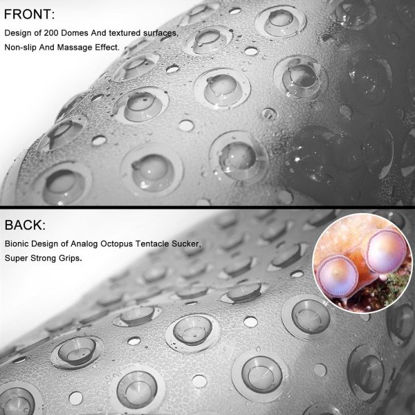 Bathtub Mats for Shower Tub, Extra Long Non-Slip 39 x 16 Inch Bath Mat with Drain Holes and Suction Cups, BathMat for Bathroom with Machine Washable (Clear Grey) - Image 3