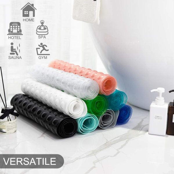 Bathtub Mats for Shower Tub, Extra Long Non-Slip 39 x 16 Inch Bath Mat with Drain Holes and Suction Cups, BathMat for Bathroom with Machine Washable (Clear Grey) - Image 6