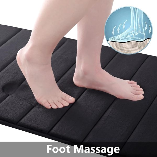 Buganda Memory Foam Bath Mat, 24" x 16", Ultra Soft and Non-Slip Bathroom Rugs, Water Absorbent and Machine Washable Bath Rug for Bathroom, Shower, and Tub, Black - Image 3