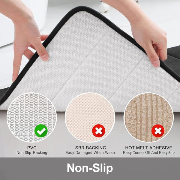 Buganda Memory Foam Bath Mat, 24" x 16", Ultra Soft and Non-Slip Bathroom Rugs, Water Absorbent and Machine Washable Bath Rug for Bathroom, Shower, and Tub, Black - Image 4