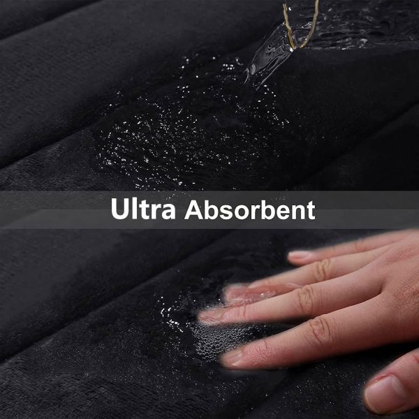 Buganda Memory Foam Bath Mat, 24" x 16", Ultra Soft and Non-Slip Bathroom Rugs, Water Absorbent and Machine Washable Bath Rug for Bathroom, Shower, and Tub, Black - Image 5