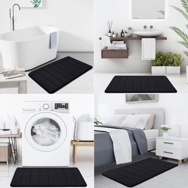 Buganda Memory Foam Bath Mat, 24" x 16", Ultra Soft and Non-Slip Bathroom Rugs, Water Absorbent and Machine Washable Bath Rug for Bathroom, Shower, and Tub, Black - Image 7