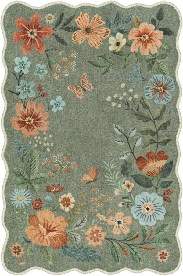 Lahome Floral Rugs for Entryway, 2X3 Washable Kitchen Rugs Ultra-Thin Soft Rug, Non Slip Indoor Door Mat Stain Resistant Boho Small Rug Low-Pile Throw Rug for Bathroom Bedroom(2x3ft,Green) - Image 9