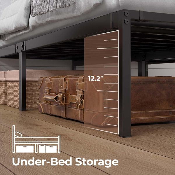 Rolanstar Bed Frame with USB Charging Station, Full Bed Frame with LED Lights, Platform Bed Frame with Heavy Duty Steel Slats, 14" Storage Space Beneath Bed - Image 7