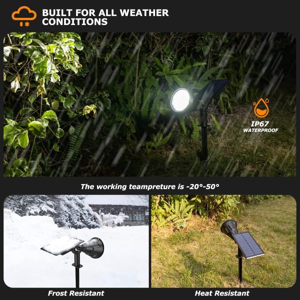 Solar Spot Lights Outdoor, 21 LEDs Solar Outdoor Lights Auto On/Off with 3 Modes, IP67 Waterproof Solar Yard Spotlight Landscape Lighting Garden Wall Lights, 2-in-1 Solar Powered Lights, 2Pack - Image 4
