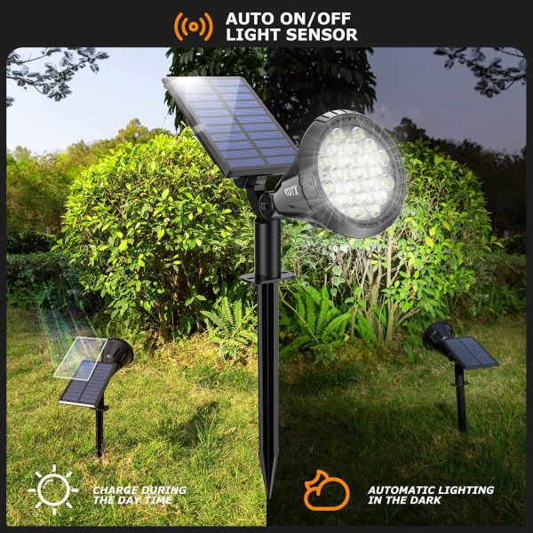 Solar Spot Lights Outdoor, 21 LEDs Solar Outdoor Lights Auto On/Off with 3 Modes, IP67 Waterproof Solar Yard Spotlight Landscape Lighting Garden Wall Lights, 2-in-1 Solar Powered Lights, 2Pack - Image 8